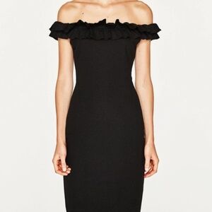 Zara Black Off-Shoulder Dress Size Medium